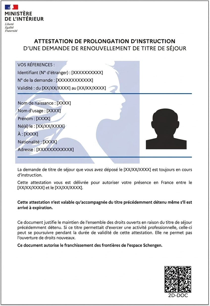 API Attestation de prolongation d'instruction