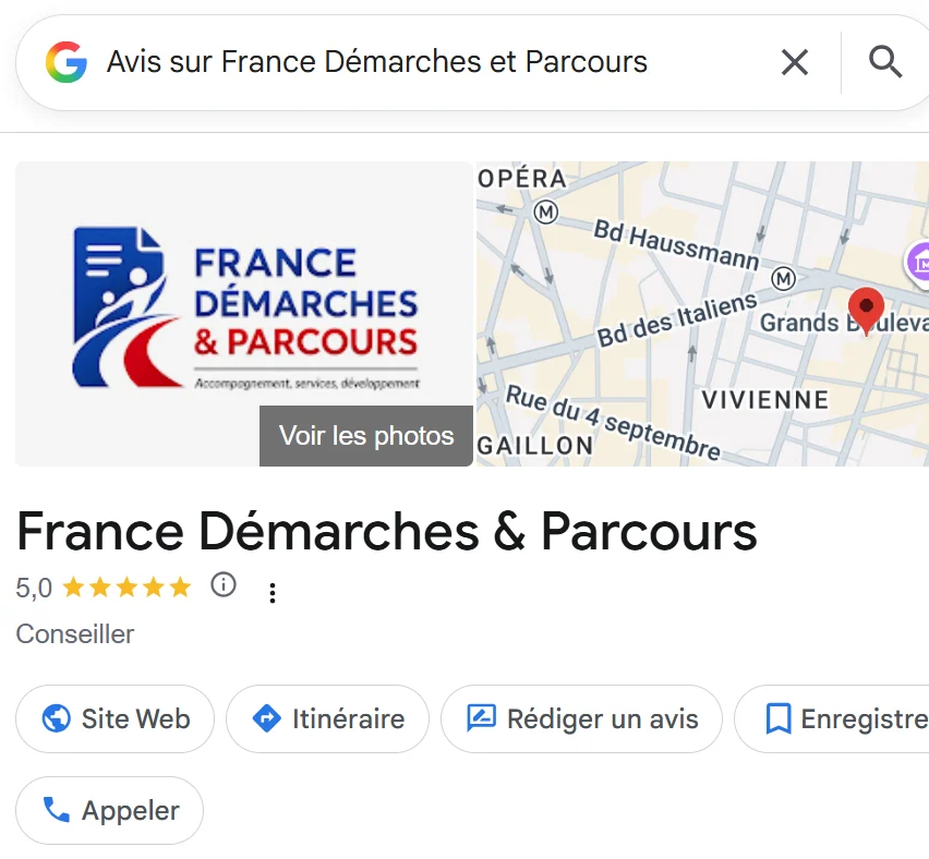 Photo de notre fiche et nos avis sur Google